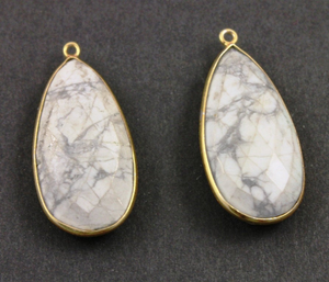 White Turquoise Faceted Pear Bezel,(BZCT8108) - Beadspoint