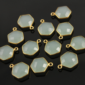 Sky Chalcedony Faceted Hexagon Bezel (BZC9025/SC/NEW) - Beadspoint