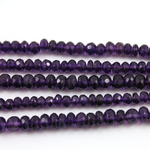 Amethyst Faceted Rondelle Beads, (Amy/RNDL/6mm) - Beadspoint