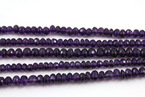 Amethyst Faceted Rondelle Beads, (Amy/RNDL/6mm) - Beadspoint