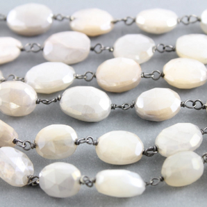 Mystic Moonstone Faceted Oval Chain,(RS-MNS-166) - Beadspoint