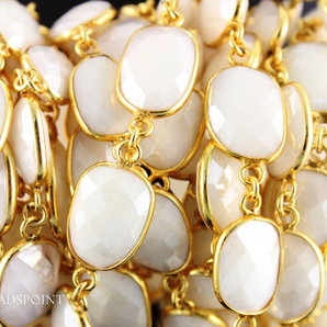 White Corrundum Faceted Oval Chain,(BC-WCD-13) - Beadspoint