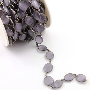 Lavender Chalcedony Faceted Oval Chain, (BC-LCL-29) - Beadspoint