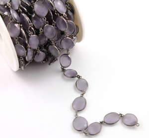 Lavender Chalcedony Faceted Oval Chain, (BC-LCL-29) - Beadspoint