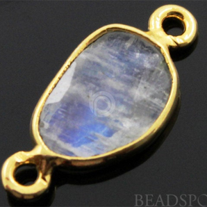 Rainbow Moonstone Faceted Bezel Connector, (RNBC9x12) - Beadspoint