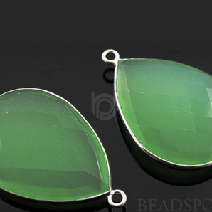 Light Green Chalcedony Faceted Pear Bezel, (SSBZ7305) - Beadspoint