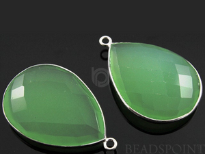 Light Green Chalcedony Faceted Pear Bezel, (SSBZ7305) - Beadspoint