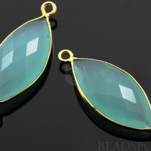 Aqua Blue Chalcedony Faceted Marquise Bezel, (BZC3001) - Beadspoint