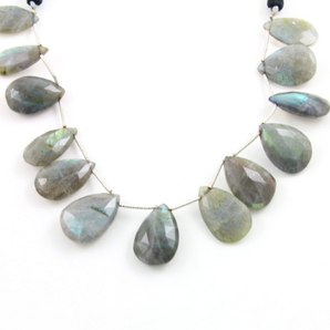 Labradorite Faceted Pear Briolettes Beads, (LAB22x15PR) - Beadspoint