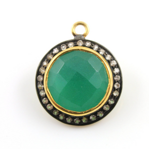 Green Onyx w/ White Sapphire,, (A-208/GNX) - Beadspoint