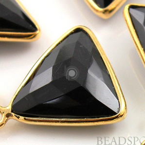 Black Onyx Faceted Triangle Bezel, (BZC7575-A) - Beadspoint