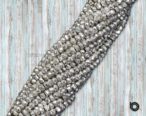 Silver Pyrite Faceted Roundel Beads, (SPYRT3RNDL) - Beadspoint