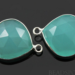 Aqua Chalcedony Faceted Heart Bezel, (SSBZ7029) - Beadspoint