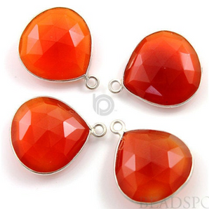 Carnelian Faceted Heart Bezel, (SSBZC6092) - Beadspoint