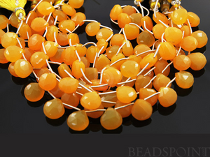Mango Yellow Chalcedony Faceted Heart Drops,4 Pieces, (4MYCL/10-11HRT), - Beadspoint