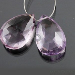 Pink Amethyst Faceted Pear Drops,1 Pair, (PAM21x14PR) - Beadspoint