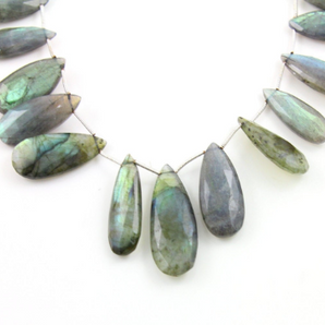 Labradorite Faceted Pear Briolettes Beads, (LAB30x15PR) - Beadspoint