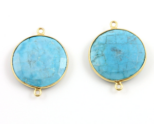 Turquoise Faceted Coin Connector, (BZCT8106) - Beadspoint