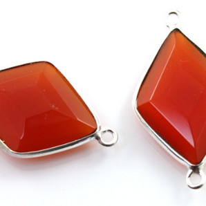 Carnelian Faceted  Diamond Bezel, (SSBZC8047) - Beadspoint