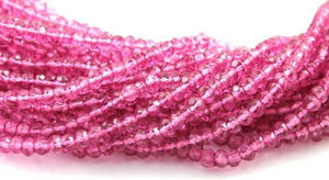 Irradiated Pink Topaz Micro Faceted Roundels, (PTOPZRNDL) - Beadspoint