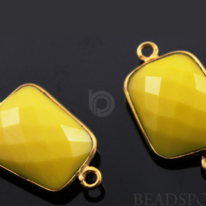 Yellow Turquoise Calcedony Faceted Bezel, (BZC7387-A) - Beadspoint