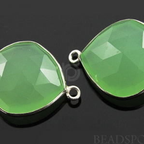 Light Green Chalcedony Faceted Heart Bezel (SSBZ7031) - Beadspoint