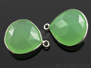 Light Green Chalcedony Faceted Heart Bezel (SSBZ7031) - Beadspoint