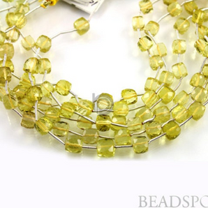 Lemon Topaz Small Micro Faceted Cubes, (LTZ5-6CUBE) - Beadspoint