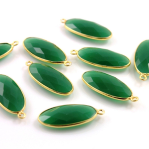 Green Onyx Faceted Oval Bezel, (BZC9040/GNX) - Beadspoint