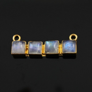 Rainbow Moonstone Cabochon Rectangle Pendant, (RNB-807) - Beadspoint