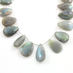 Blue Flashes Labradorite Faceted Pear Briolettes Beads, (LAB26x12PR) - Beadspoint