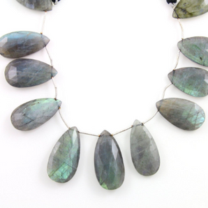 Labradorite Faceted Pear Briolettes Beads, (LAB34x17PR) - Beadspoint