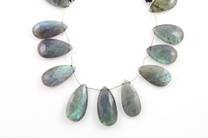 Labradorite Faceted Pear Briolettes Beads, (LAB34x17PR) - Beadspoint