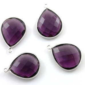 Amethyst Pear Bezel Drop,  (SSBZC3064) - Beadspoint