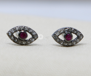 Pave Diamond Evil Eye Earrings,  (DER-151) - Beadspoint