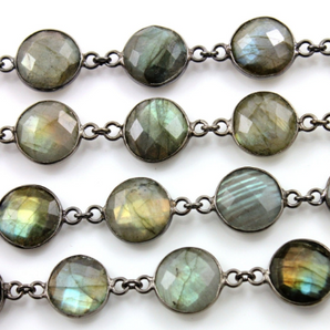 Labradorite Faceted Puff Coin Chain, (BC-LAB-170) - Beadspoint