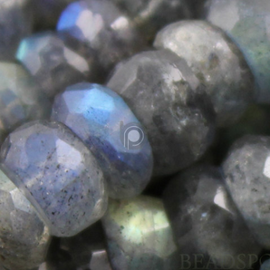 Natural '' NO TREATMENT'' Grey Labradorite Medium Micro Faceted Rondelles, AAA Quality Gems 6mm, 1 Strand (LAB6Frndl) - Beadspoint