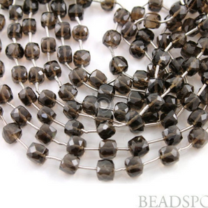 Brazilian Smokey Topaz Small Faceted Cubes, (STZ6Cube) - Beadspoint