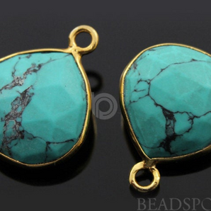 Green Turquoise Faceted Heart Shape Bezel, (BZC6086) - Beadspoint