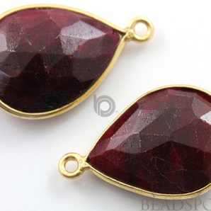 Dyed Ruby Faceted Pear Bezel, (BZC7288) - Beadspoint