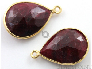 Dyed Ruby Faceted Pear Bezel, (BZC7288) - Beadspoint