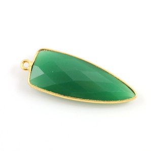 Green Onyx Faceted Arrowhead Bezel, (BZC9050/GOX) - Beadspoint