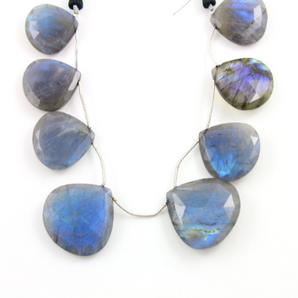 Blue Flashes Labradorite Faceted Heart Briolettes Beads, (LAB30x30HRT) - Beadspoint