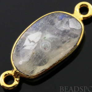 Rainbow Moonstone Faceted Oval Connector,(RNBC8x15) - Beadspoint