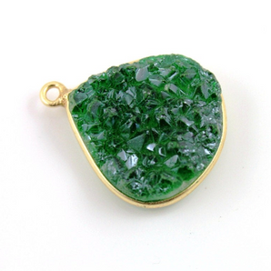 Green Druzy Crystal Cluster Heart Pendant, (DRZ-7001B) - Beadspoint