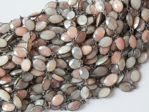 Multi Moonstone Faceted Oval Chain, (GMC-MXMN-14x11 ) - Beadspoint