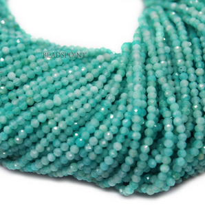 Amazonite Micro Faceted Rondelle Beads, (AMAZONITE-2RNDL) - Beadspoint