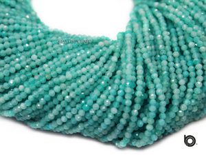 Amazonite Micro Faceted Rondelle Beads, (AMAZONITE-2RNDL) - Beadspoint