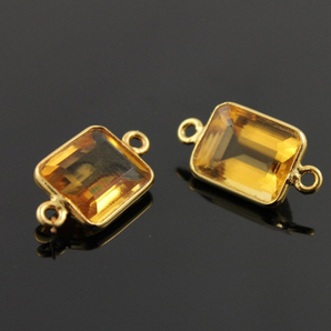 Brazilian Citrine Faceted Rectangle Bezel, (CITPNDT08-A) - Beadspoint