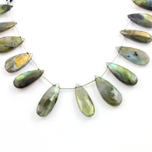 Labradorite Faceted Pear Briolettes Beads, (LAB35x16PR) - Beadspoint